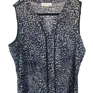 Calvin Klein Women's Purple, Black, and White Patterned Blouse